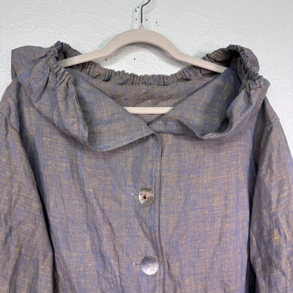 B Hadikusumo Jacket Womens One Size Lagenlook Linen Hooded Button Front - Picture 5 of 12